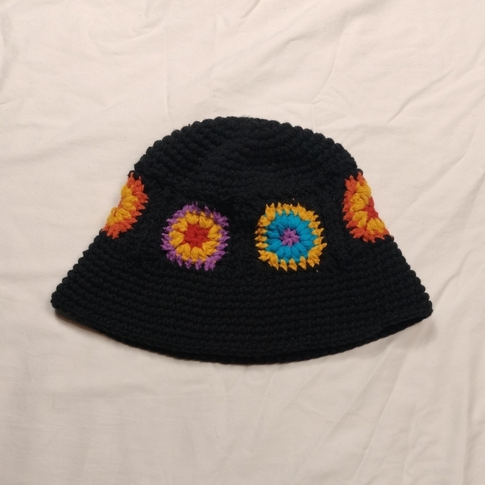 Crochet Bucket Hat Handmade with Colorful Stitching
